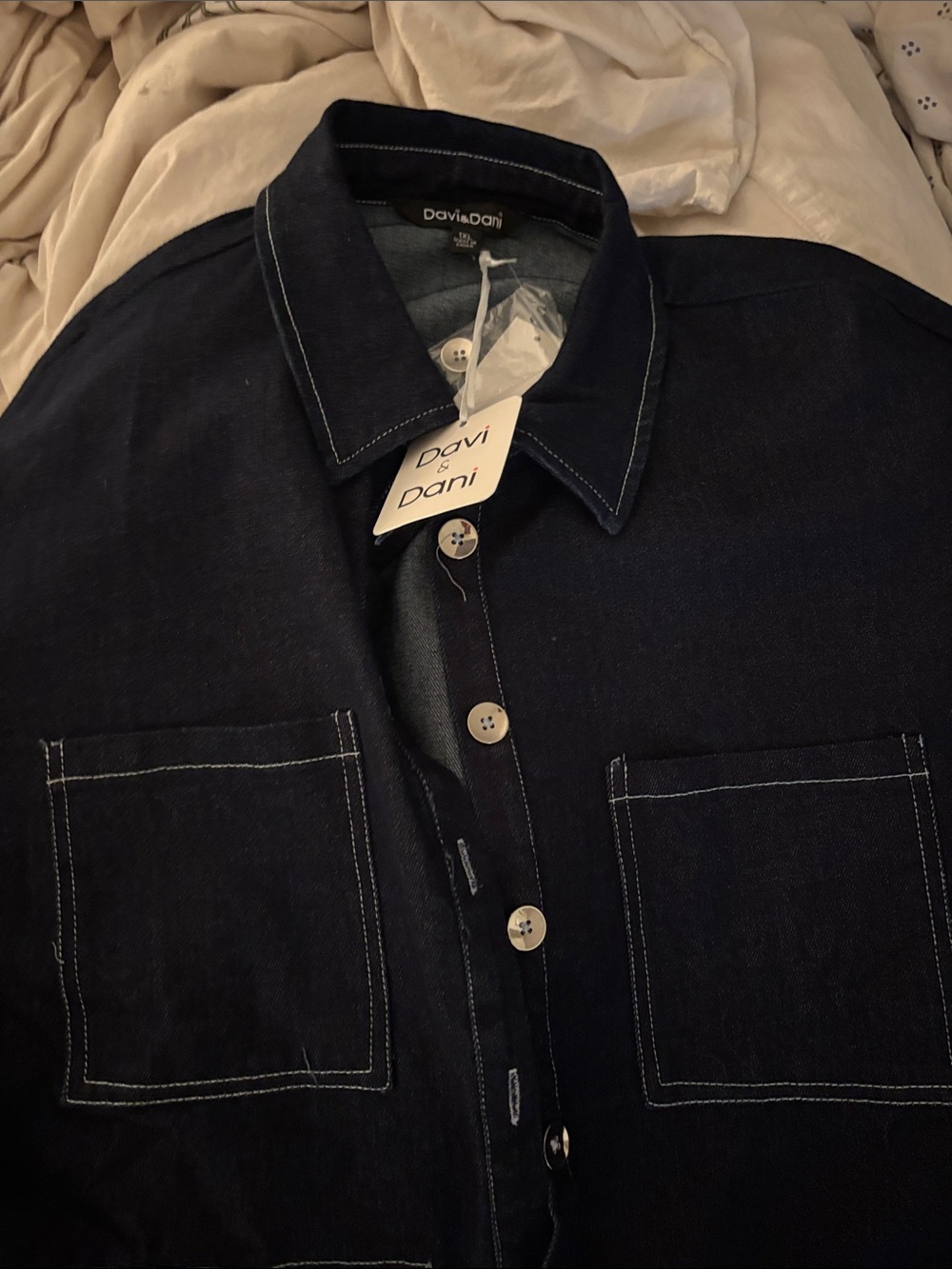 DAVI & DANI Women’s Dark Navy Button-Up Jacket